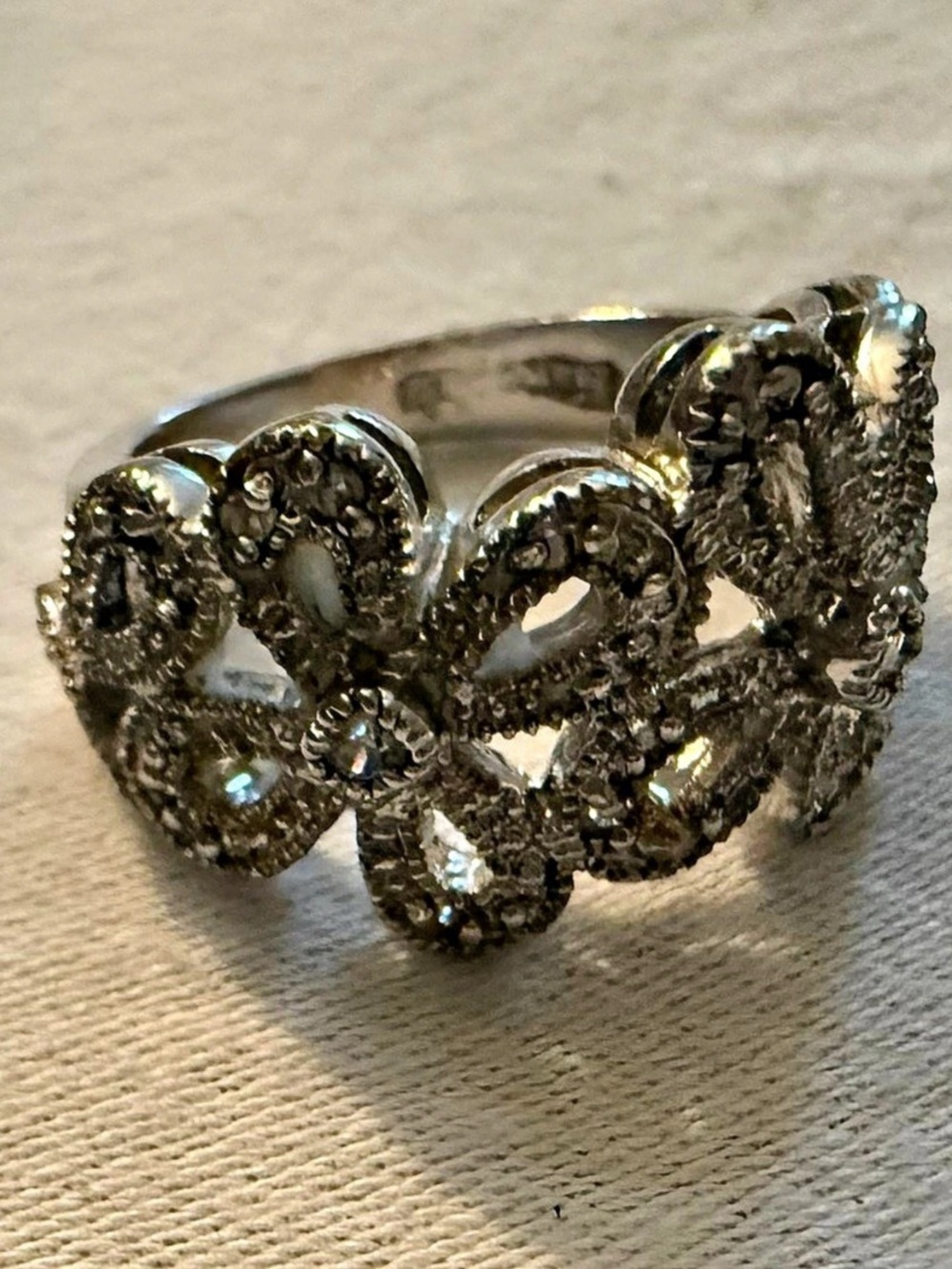 Lia Sophia Silver-Tone Ornate Statement Ring Like New